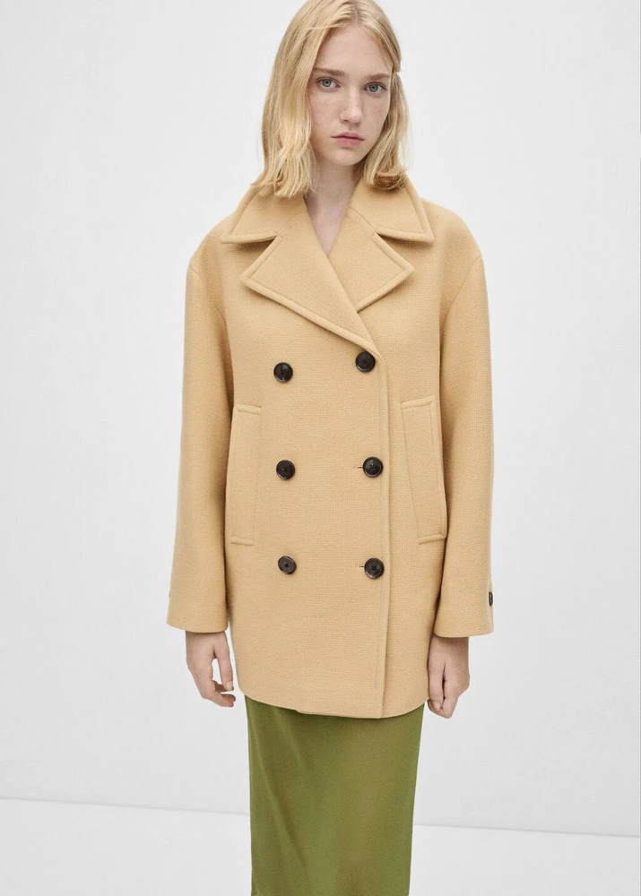 Double-breasted virgin wool coat
