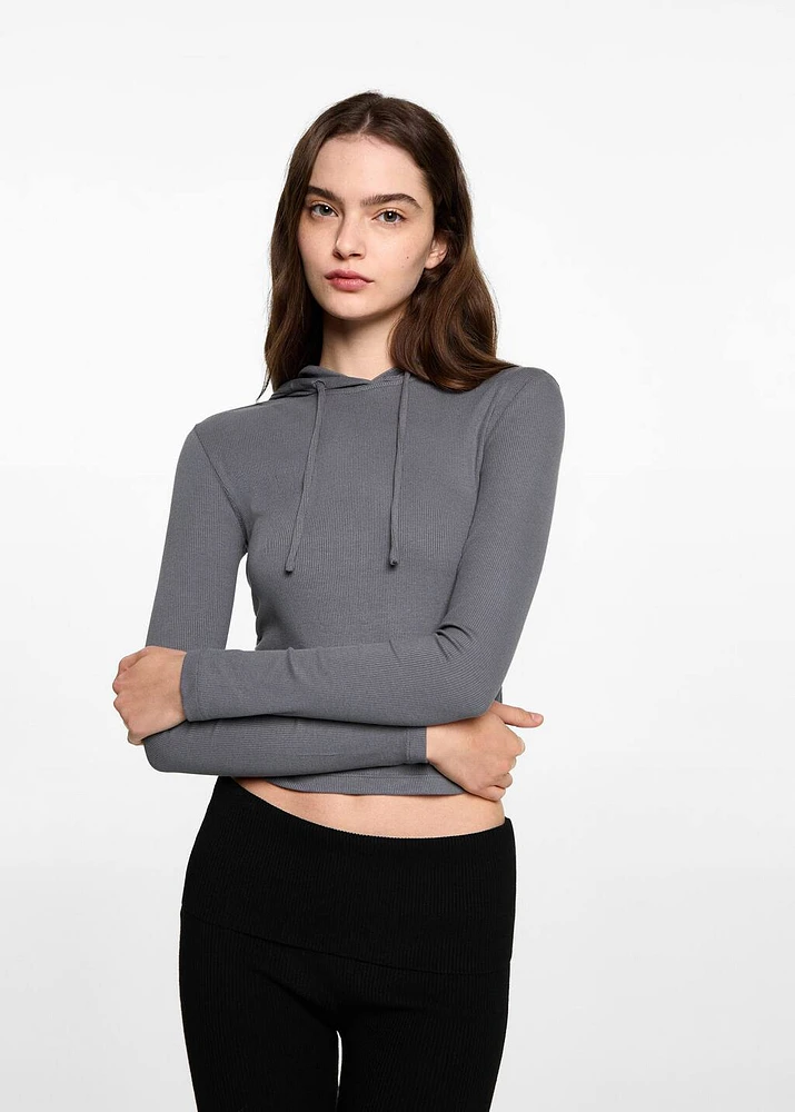 Ribbed hooded sweatshirt