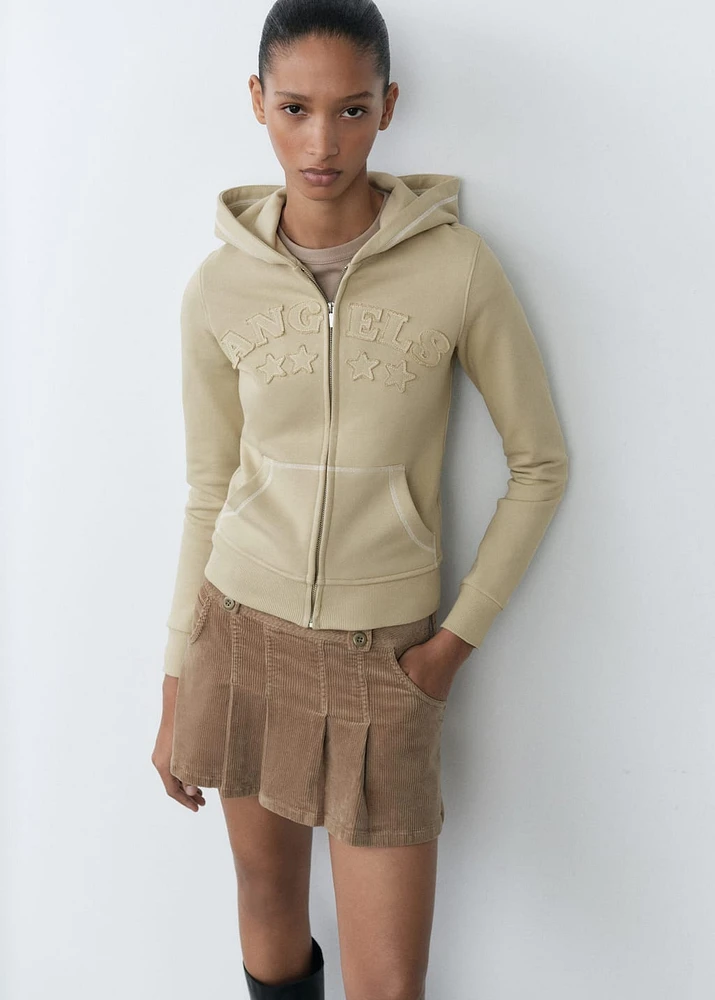 Cotton sweatshirt with embroidered message