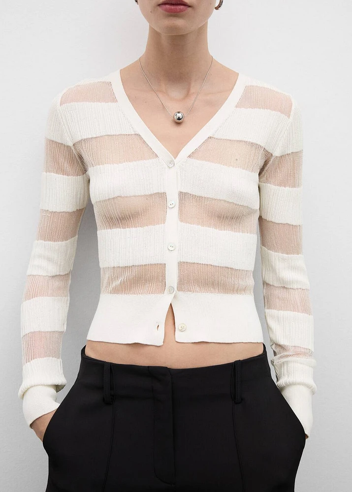 Semitransparent textured cardigan