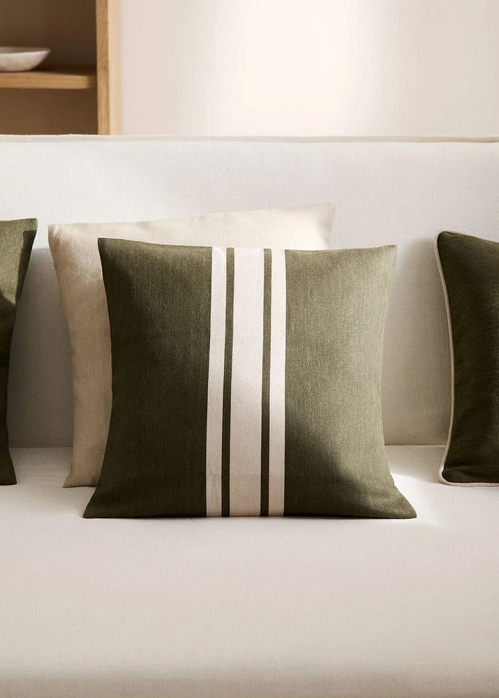 Double-stripe cotton cushion cover 45x45cm