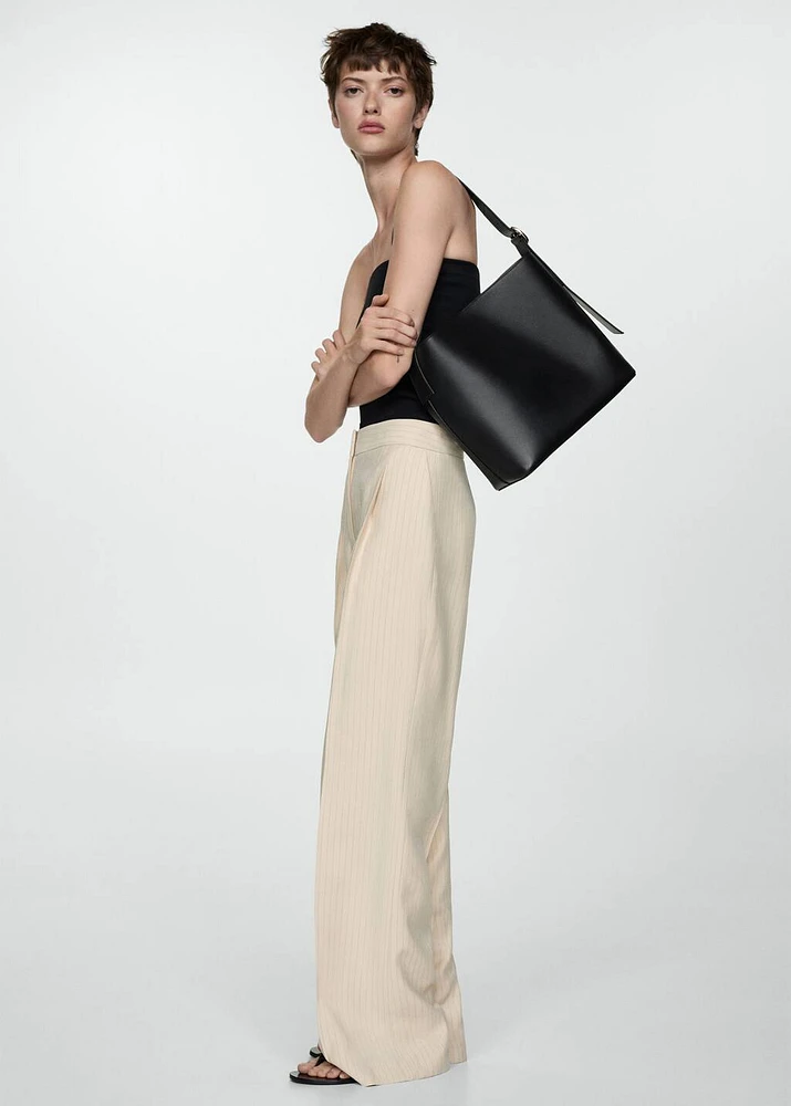 Leather shopper bag