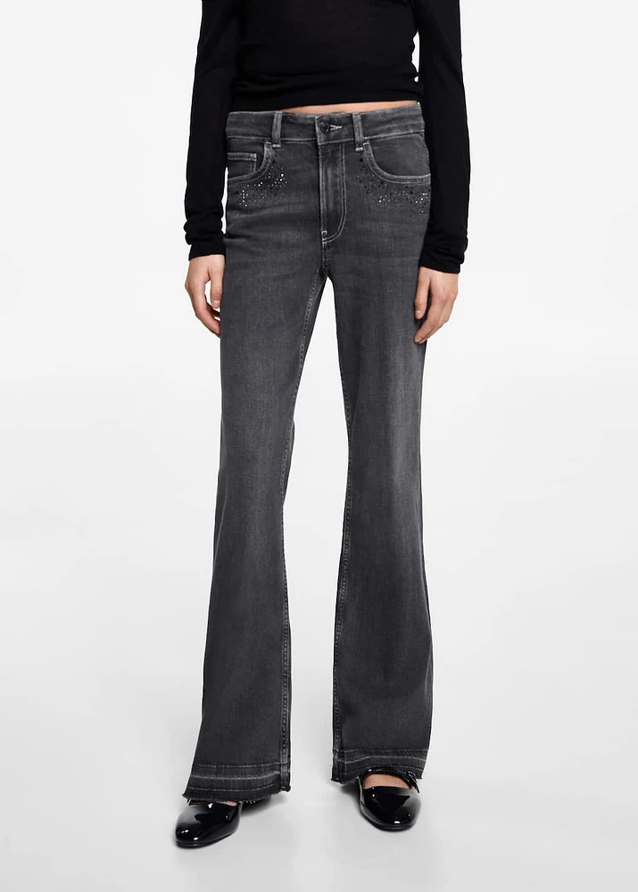 Rhinestone flare jeans