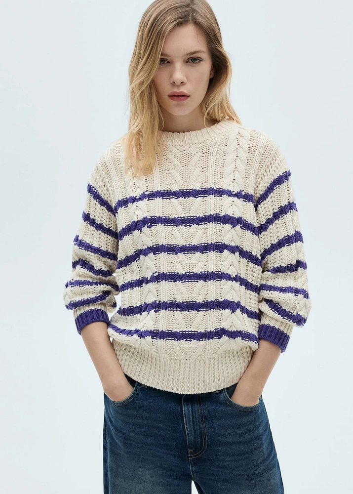 Striped braided sweater