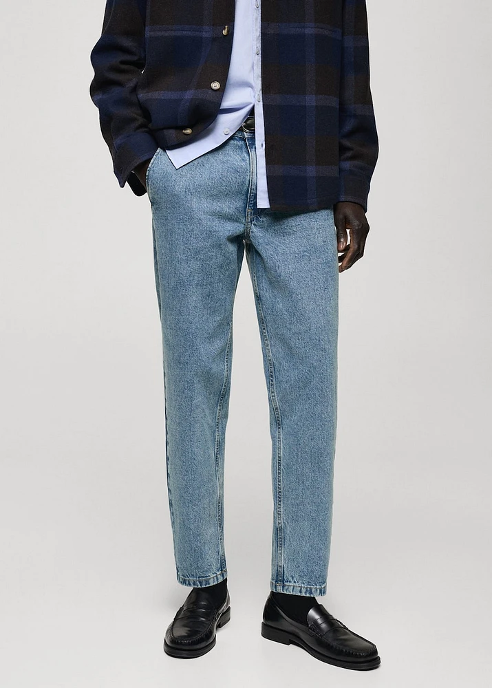 Worn effect straight fit jeans