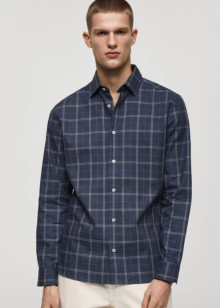 Regular fit check cotton shirt