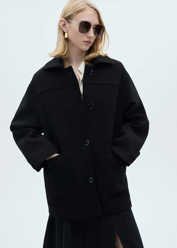 Midi wool coat with buttons