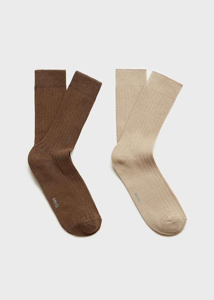 Pack of 2 ribbed cotton socks