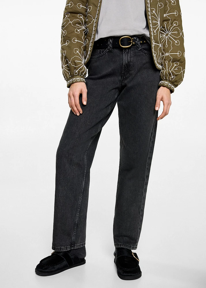 Straight-fit jeans with braided belt loops