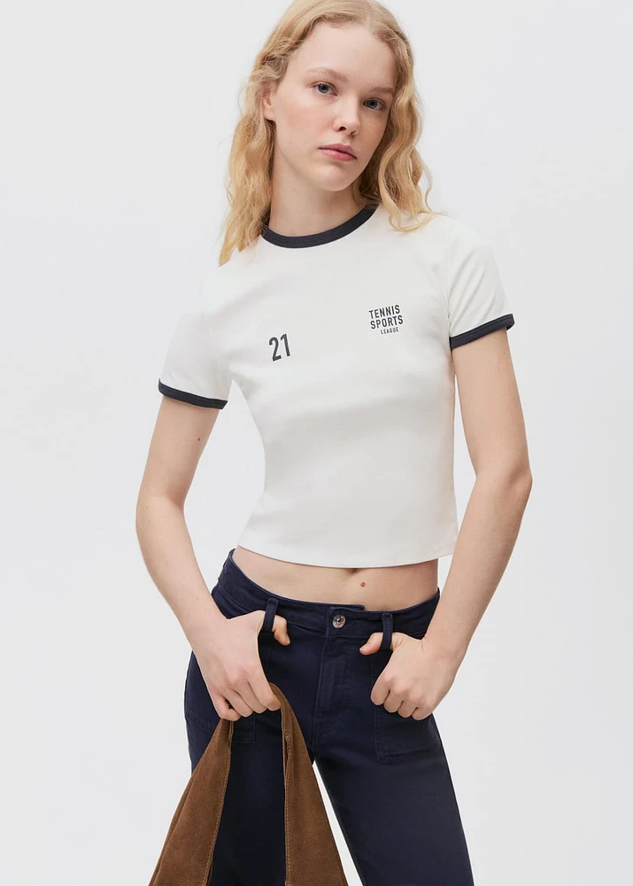 Cropped cotton T-shirt