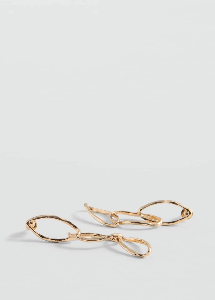 Long earrings with intertwined hoops