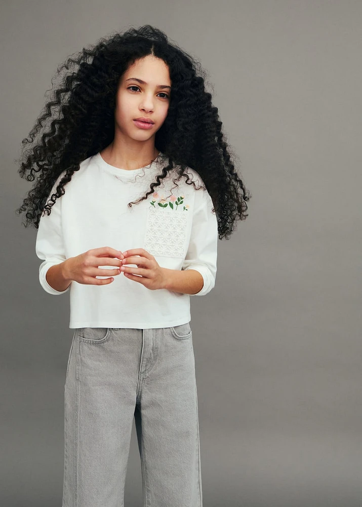 Embroidered detail T-shirt