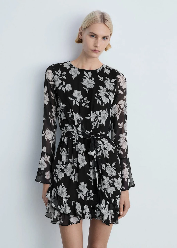 Ruffled floral print dress