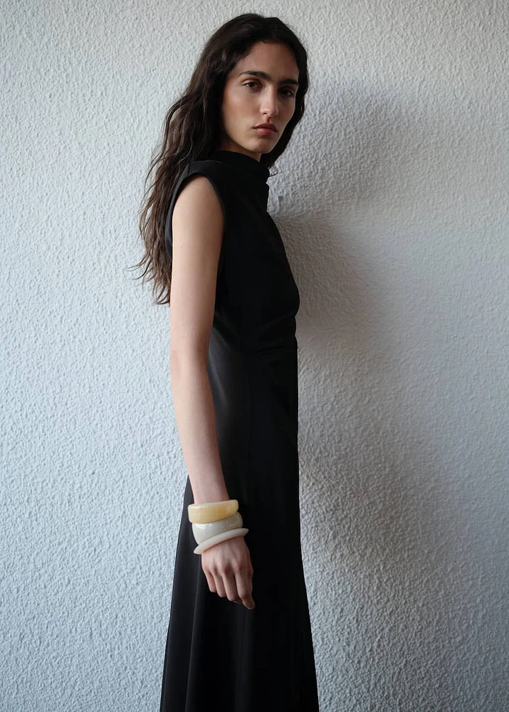 A-line dress with draped waist
