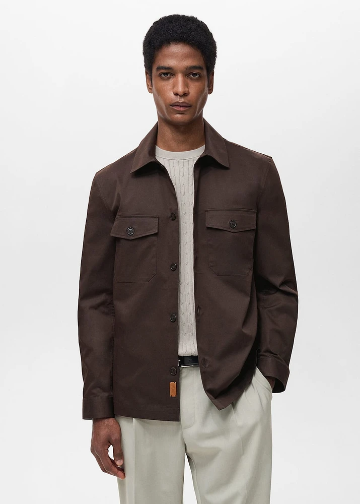 Regular-fit cotton overshirt with pockets