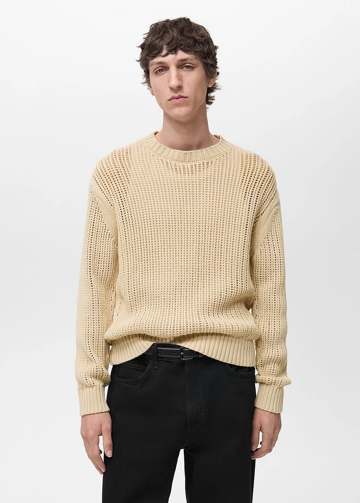 100% cotton openwork knitted sweater