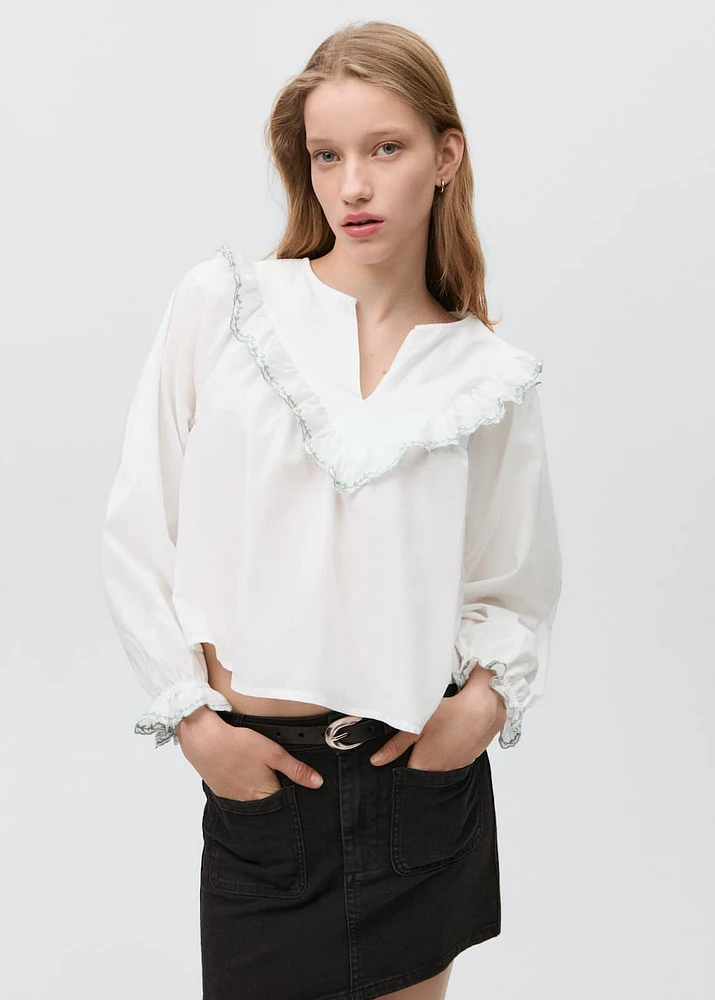 Ruffle neck blouse