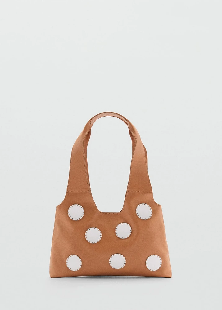 Leather shoulder bag with mirrors