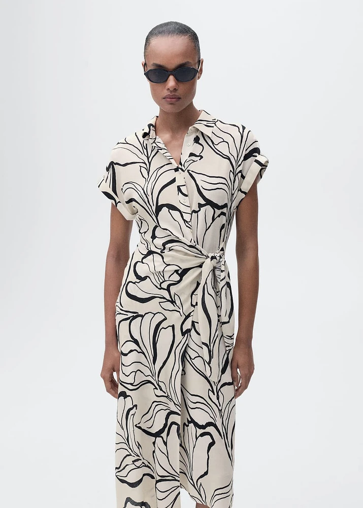 Printed dress with knot detail