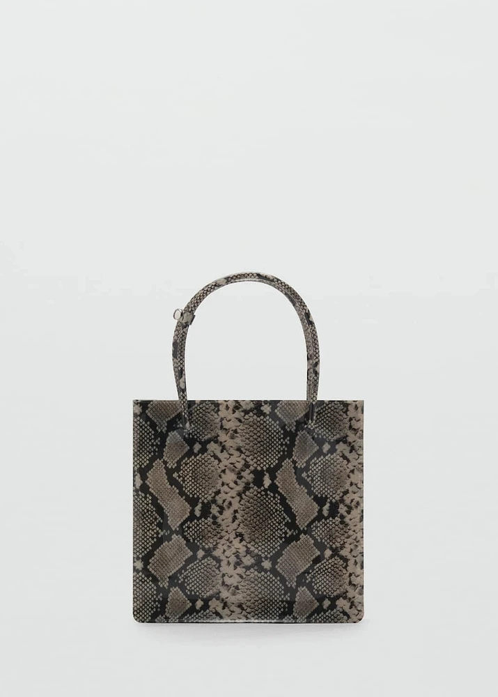 Animal-print double-handle handbag