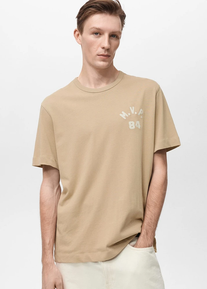 Embroidered detail cotton T-shirt