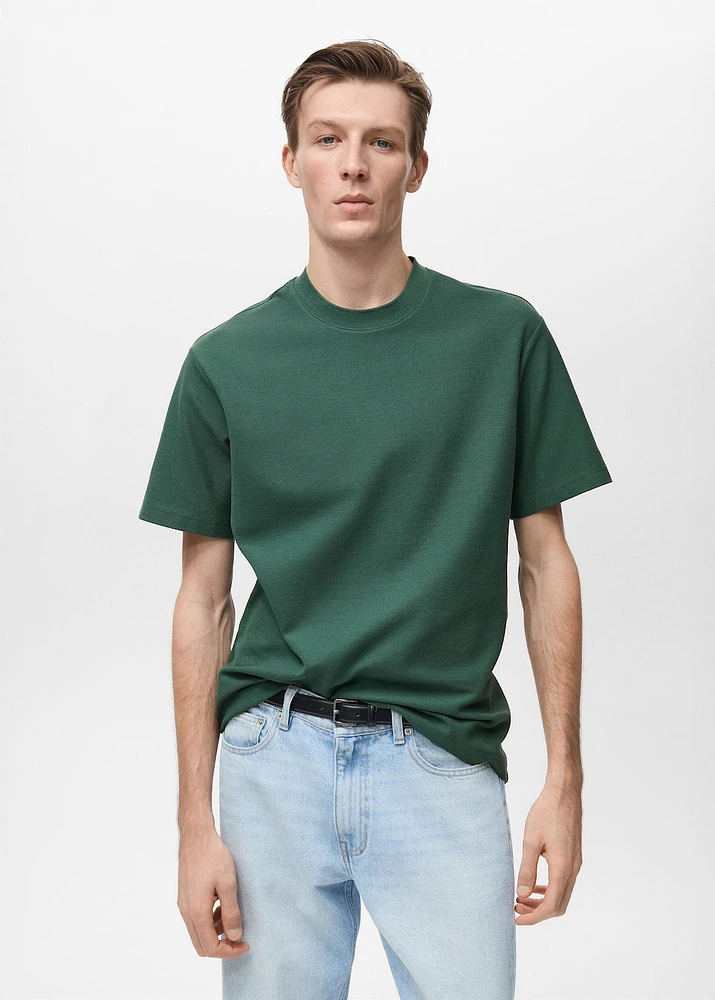 Regular-fit textured t-shirt