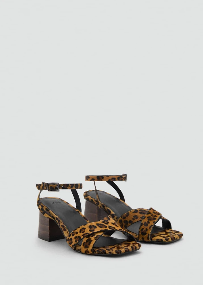 Leopard leather sandals