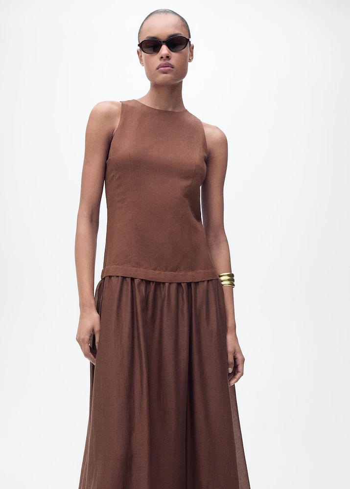 Combined fabric midi-dress