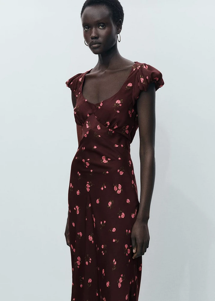 Short-sleeved floral midi-dress