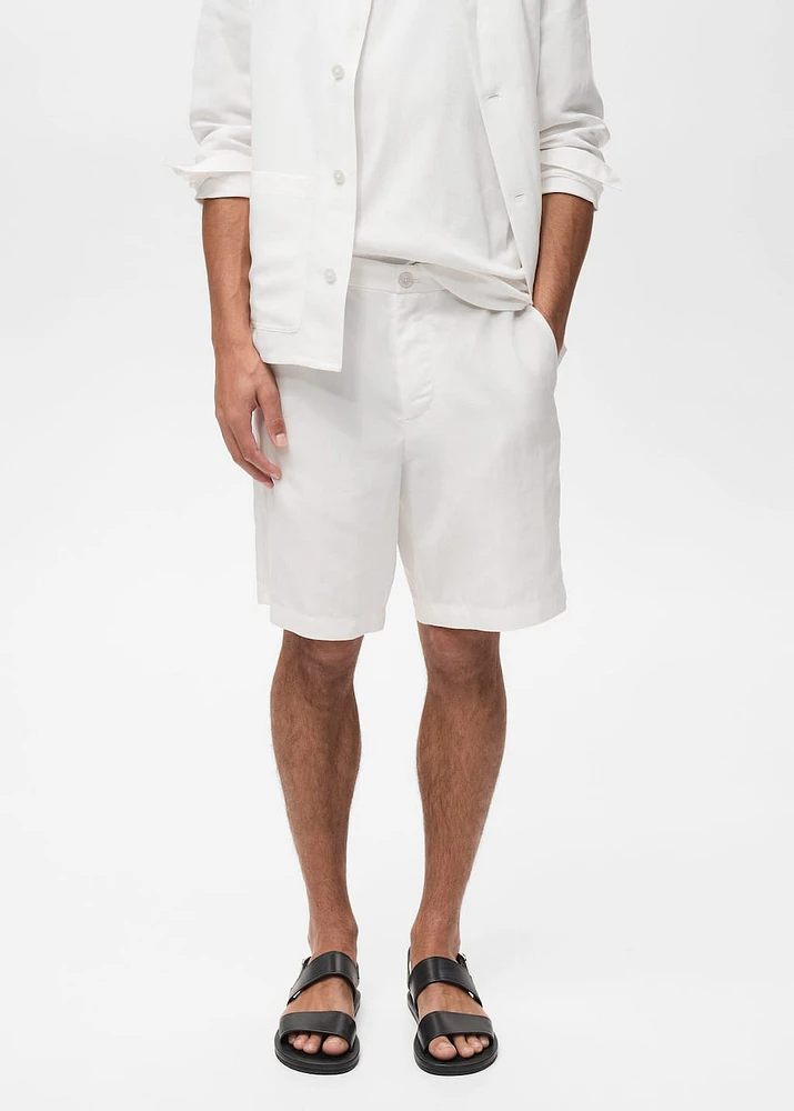 Linen lyocell slim-fit bermuda shorts