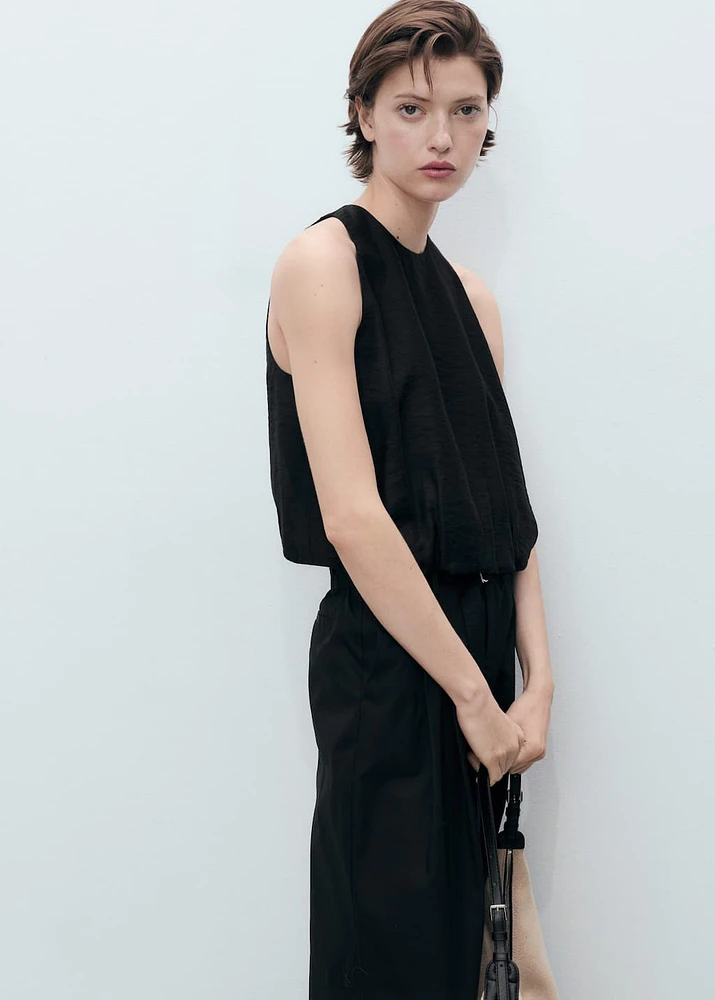 Lyocell-blend top with puffed hem