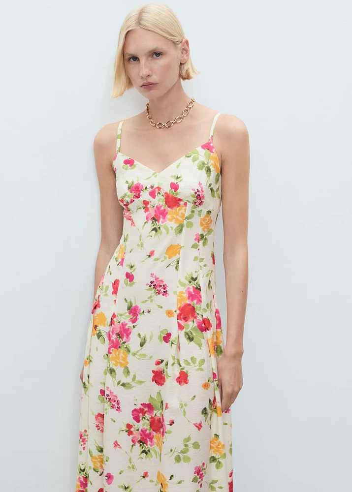 Floral-print flared dress