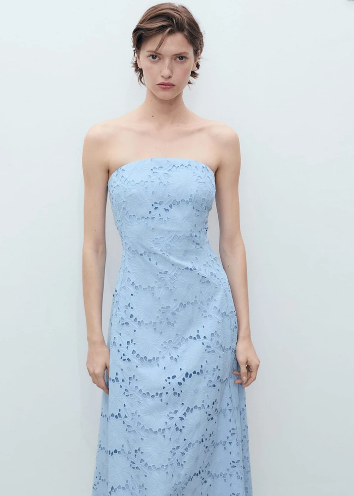 English embroidered strapless dress