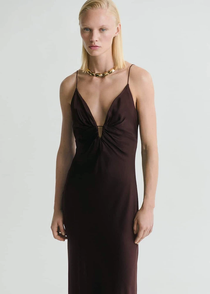 V-neck satin dress