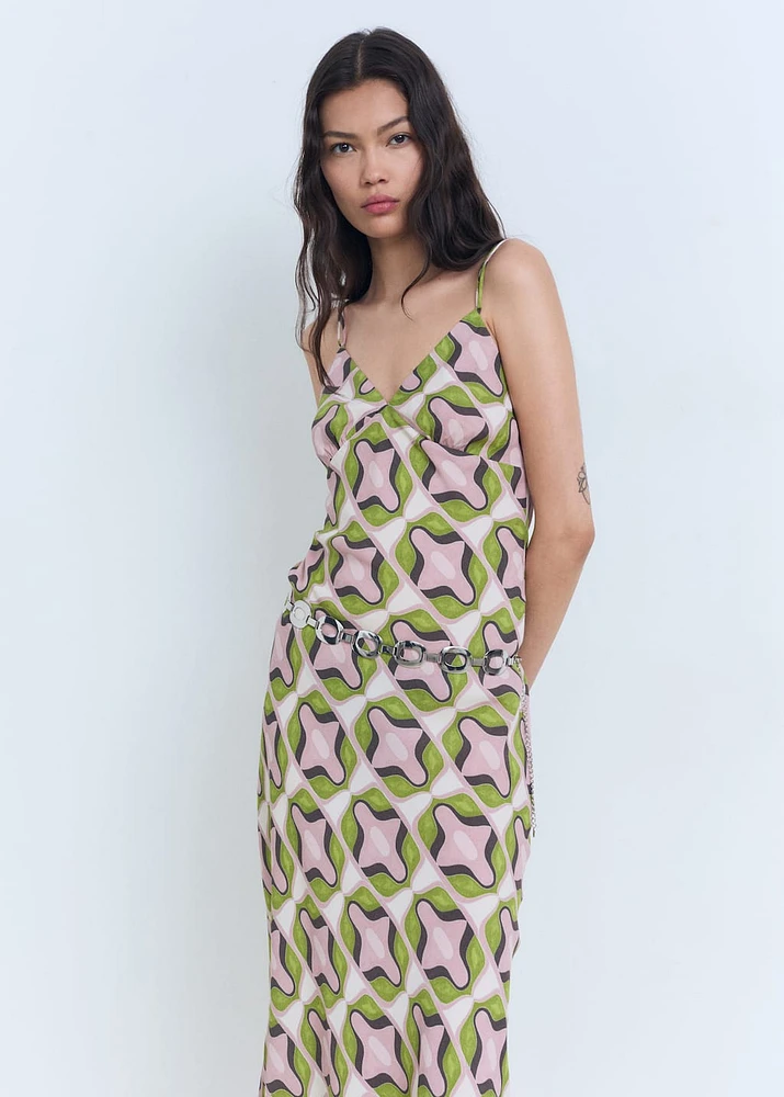 Abstract-print midi-dress