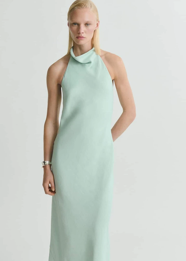 Satin halter neck dress