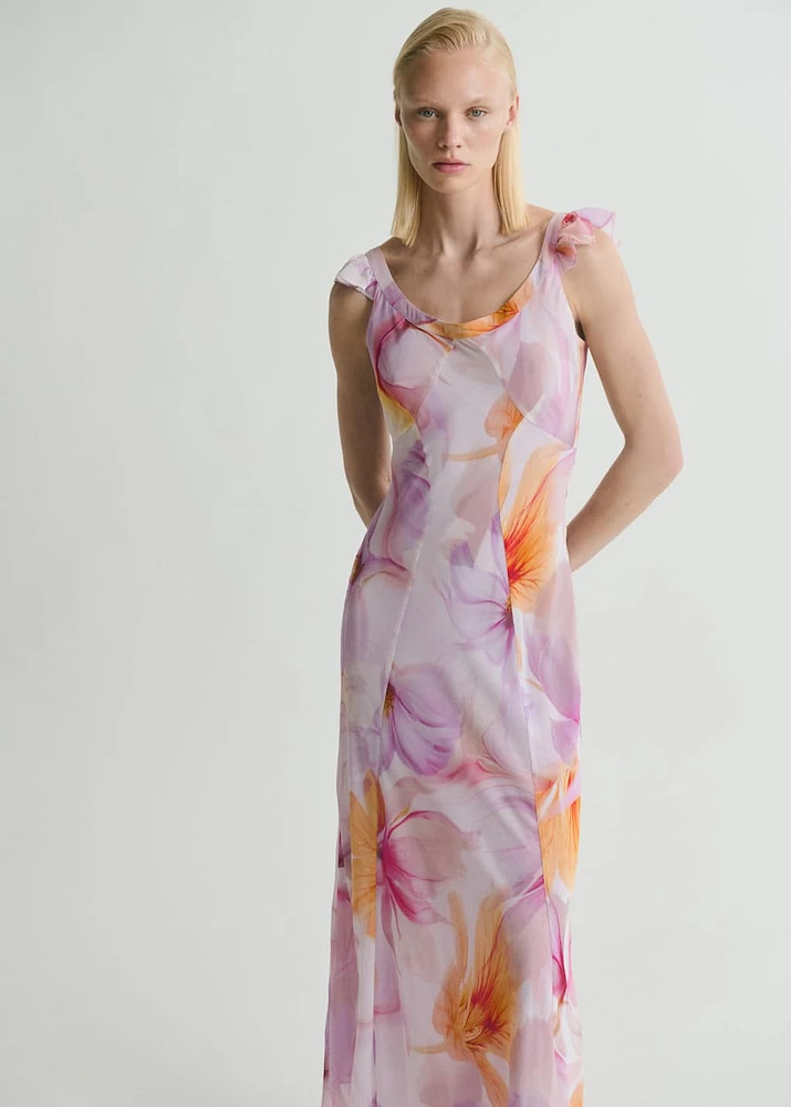 Floral dress with ruffle detail