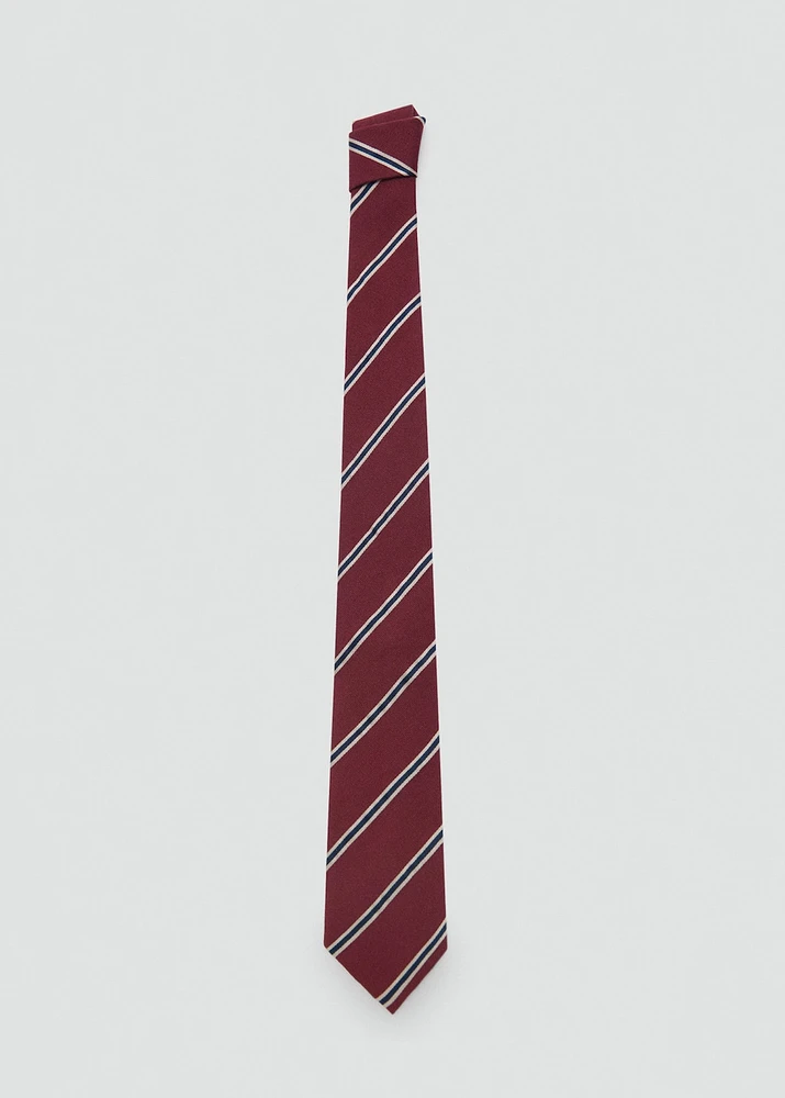 Striped silk cotton tie
