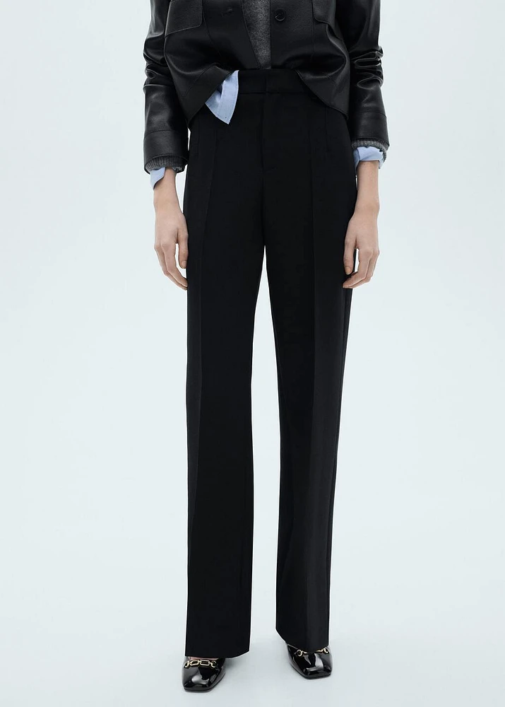 Straight-fit pleated pants