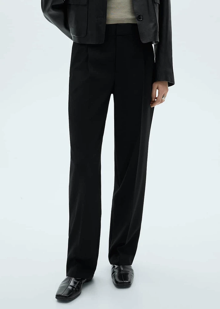 Straight-fit pleated pants