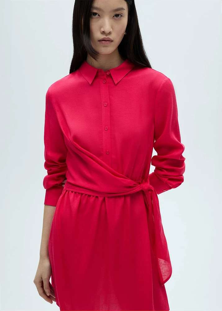 Knot detail shirt dress