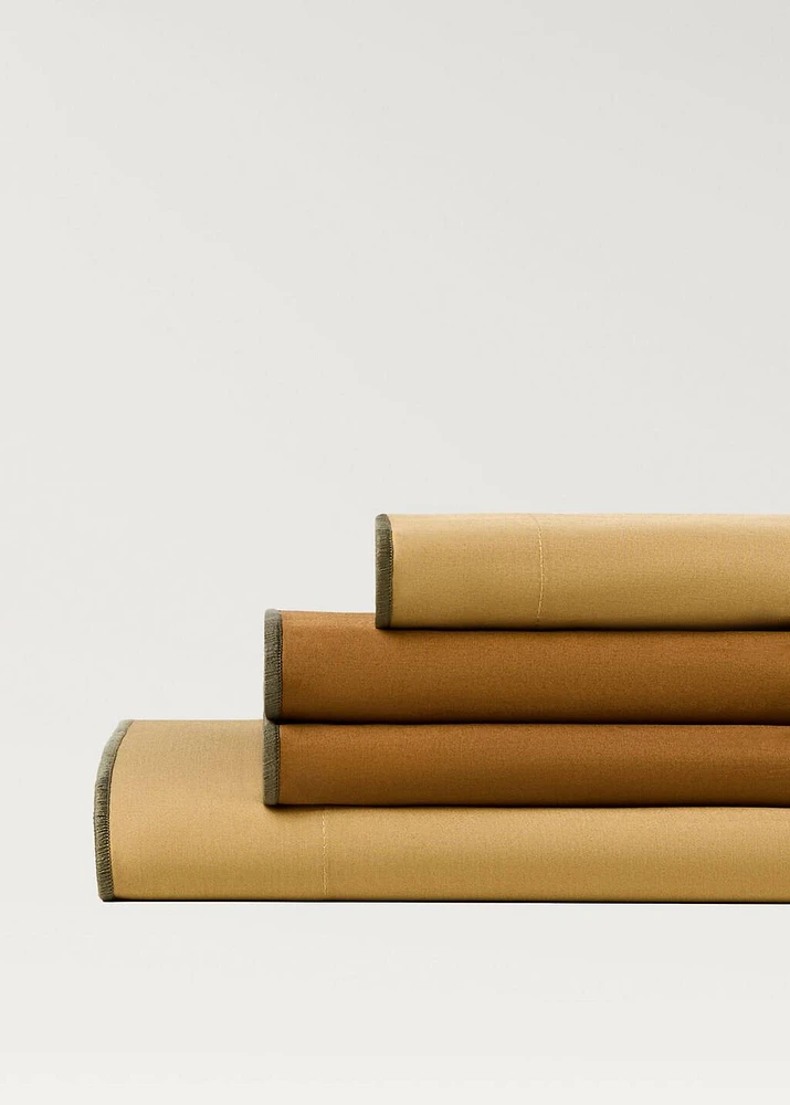 Percale cotton top sheet with overlock for 180/200 cm bed