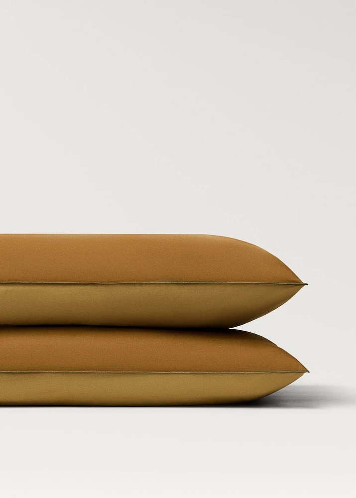 Two cotton percale reversible pillowcases 50x75 cm