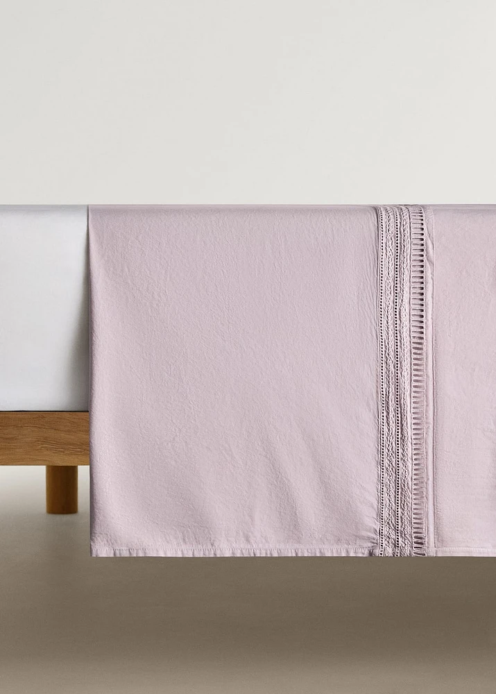 Top sheet with embroidered finish for / cm bed