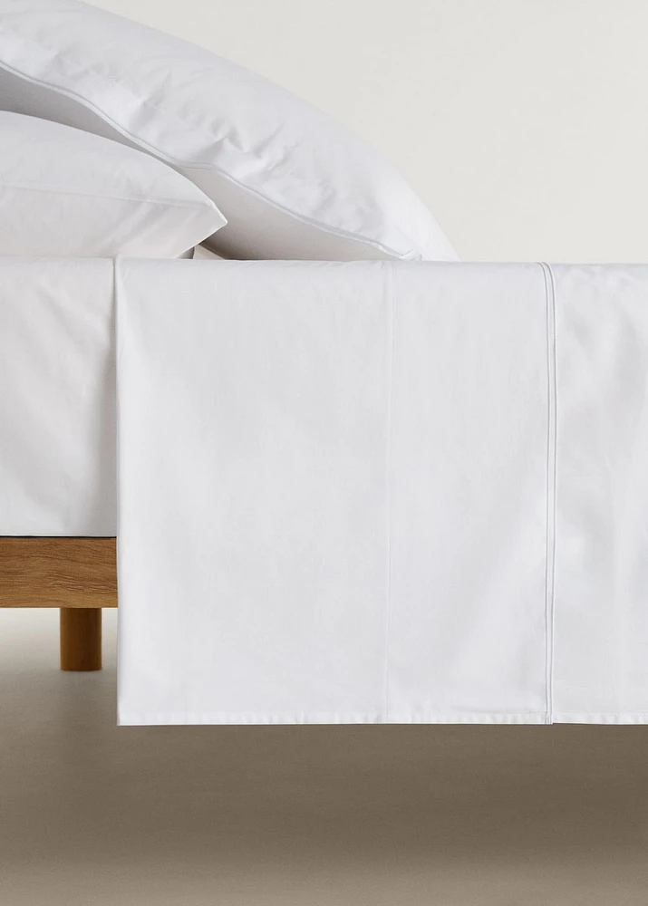 Cotton percale top sheet with double overlock for / cm bed