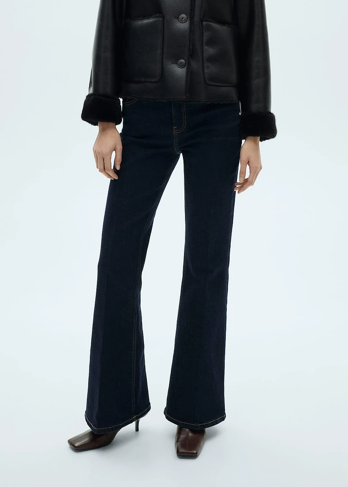 Flare jeans mid rise rinse wash
