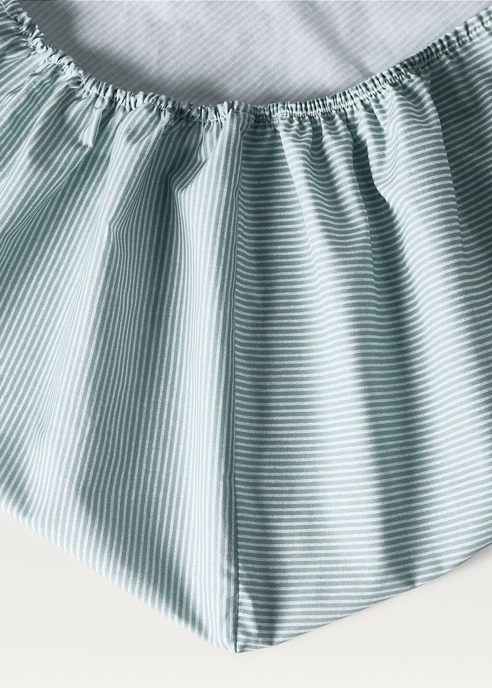 Children’s cotton percale striped fitted sheet for 90 cm bed