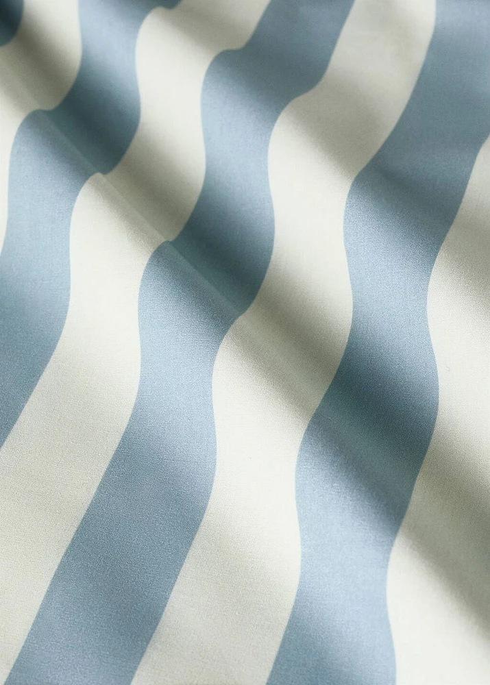 Cotton percale thick-striped top sheet for crib