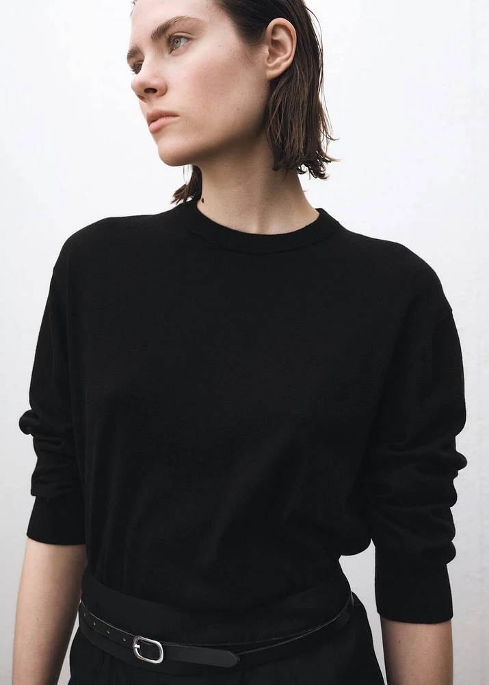 Wool-blend round-neck sweater
