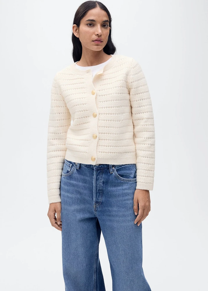 Knitted jacket with openwork details